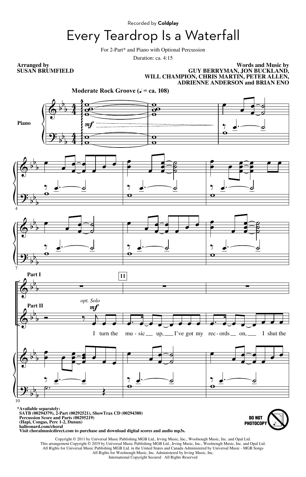Produktbild zu: Every Teardrop Is A Waterfall (arr. Susan Brumfield)