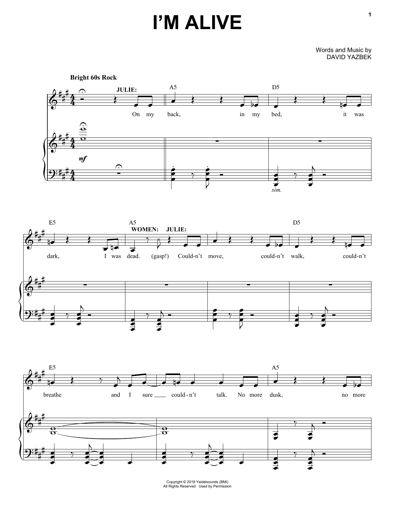 Produktbild zu: I'm Alive (from the musical Tootsie)
