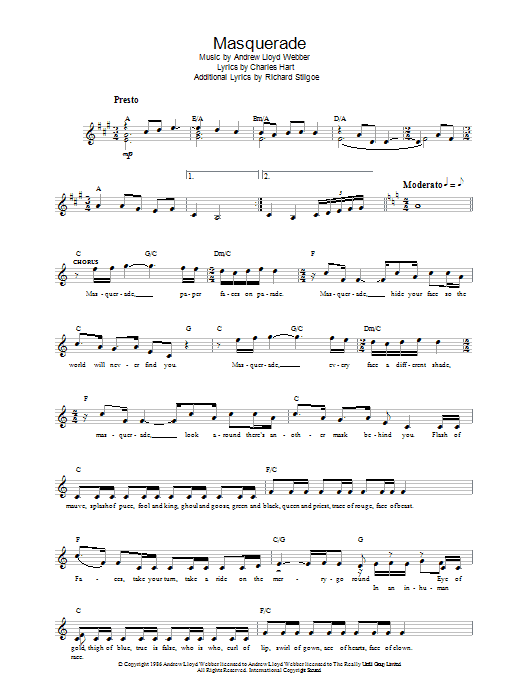 Produktbild zu: Masquerade (from The Phantom Of The Opera)