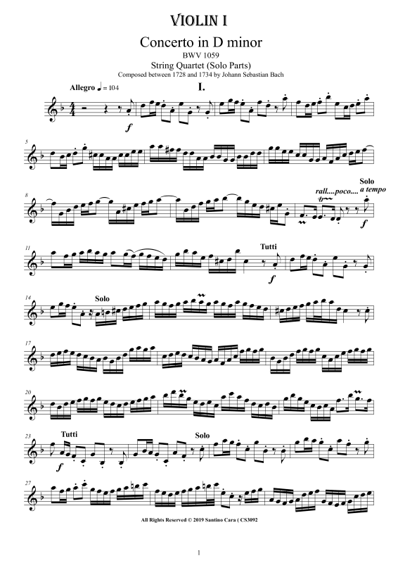 Product picture to: Concerto in D-Moll BWV 1059Johann Sebastian Bach