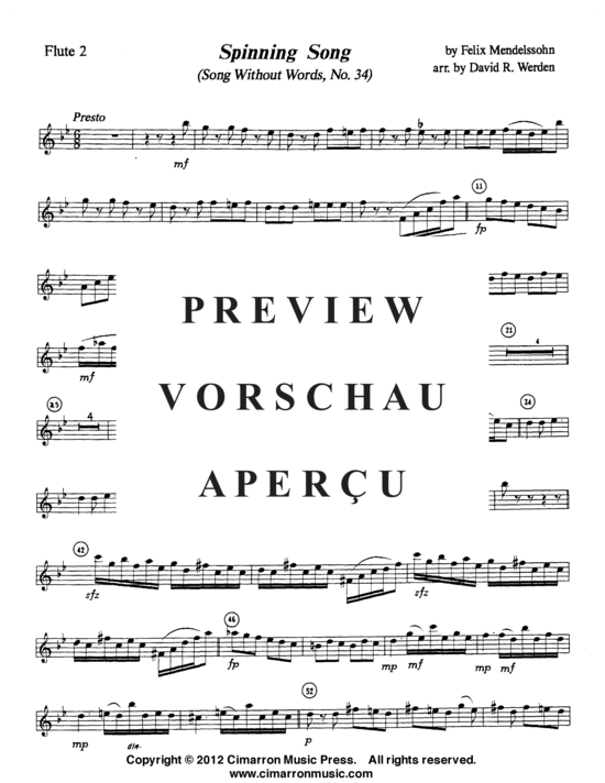 Product gallery: Page 20 of 22 Spinnerlied (Lieder ohne Worte) , ,  op. 67 No. 4 (Solo part in Bb + Concert Band)