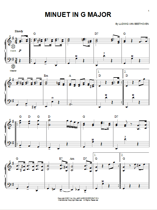 Product gallery: Page 1 of 1 Minuet In G Major, Ludwig Van Beethoven
