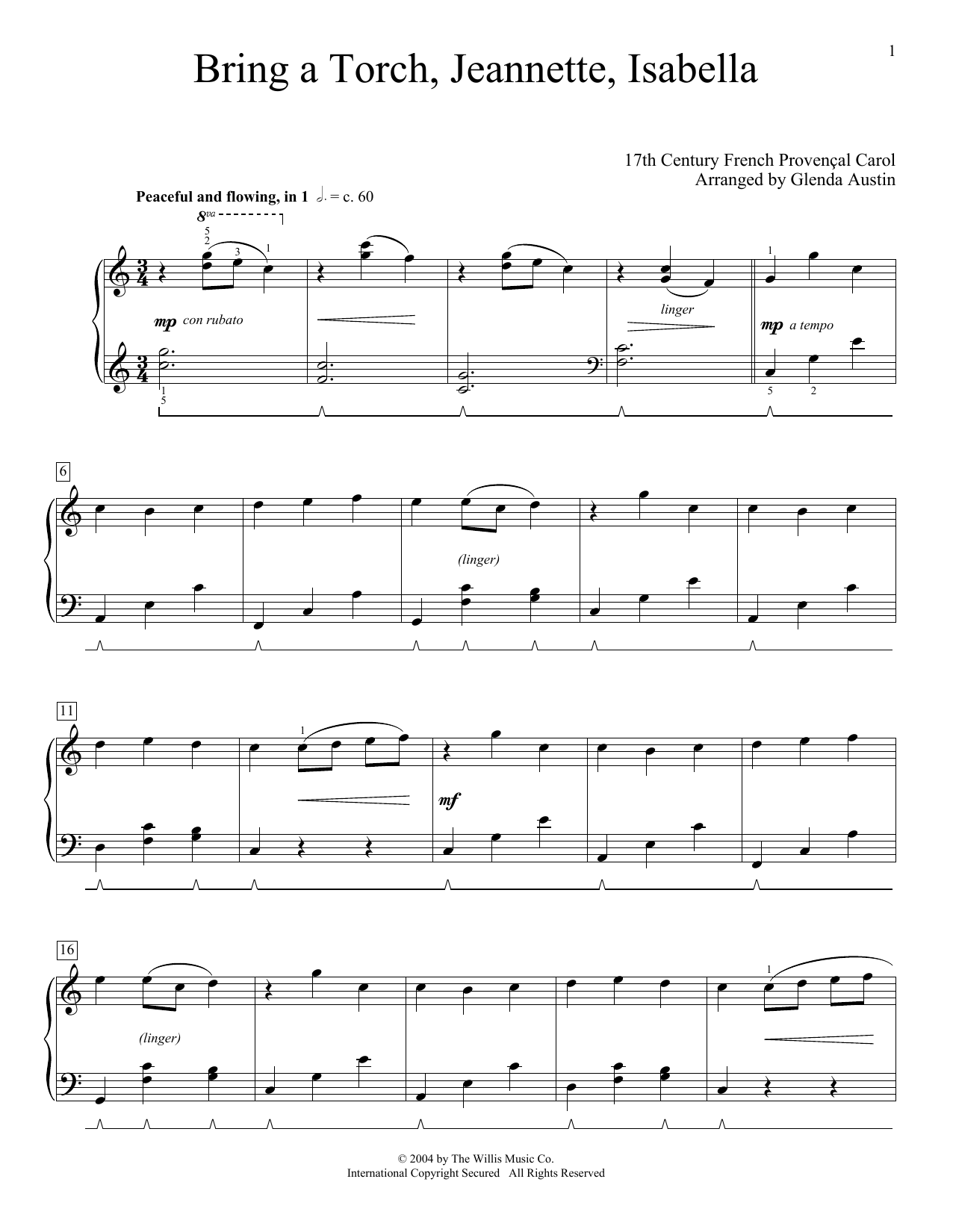 Product picture to: Bring A Torch, Jeannette, Isabella (arr. Glenda Austin)