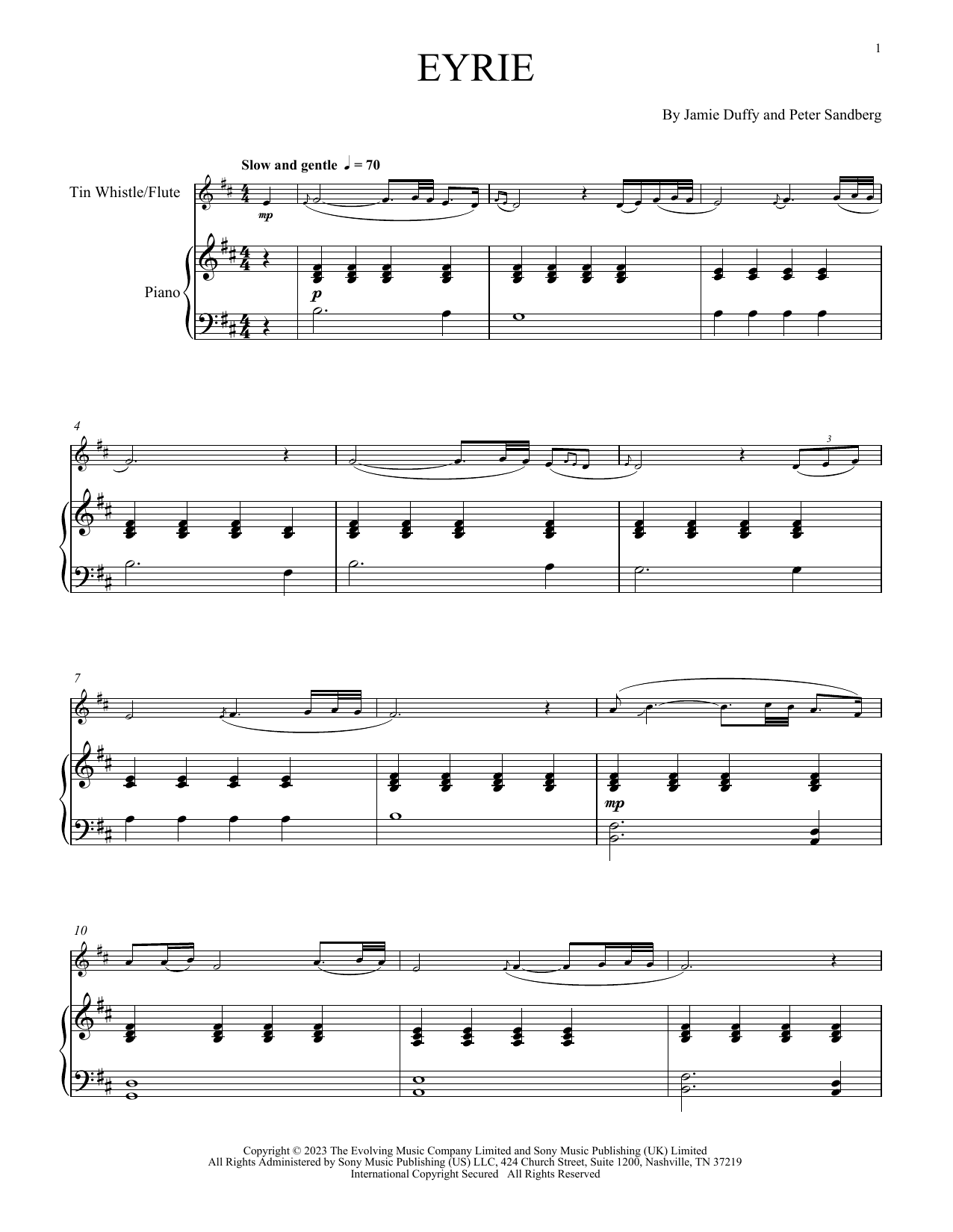 Product picture to: Eyrie (for Tin Whistle and Piano)