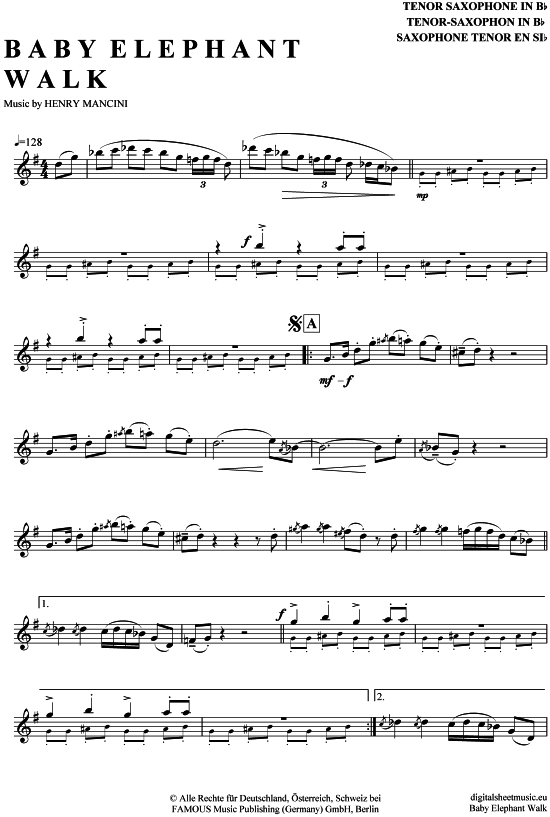 gallery: Baby Elephant Walk , Mancini, Henry, (Tenor-Sax)