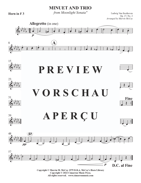Product gallery: Page 8 of 9 Minuet and Trio from Moonlight Sonata, Op. 27 No. 2, , Horn Quartet