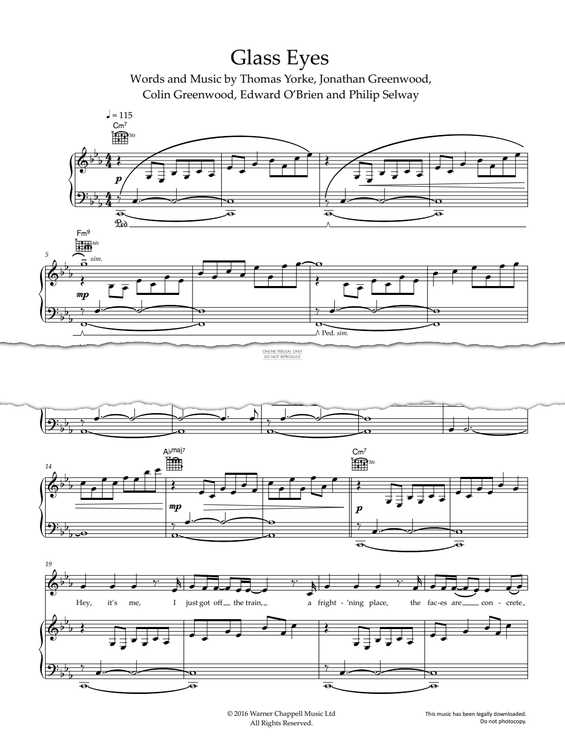 Produktgalerie: Seite 1 von 1 Glass Eyes, Radiohead, Gesang, Gitarre, Klavier