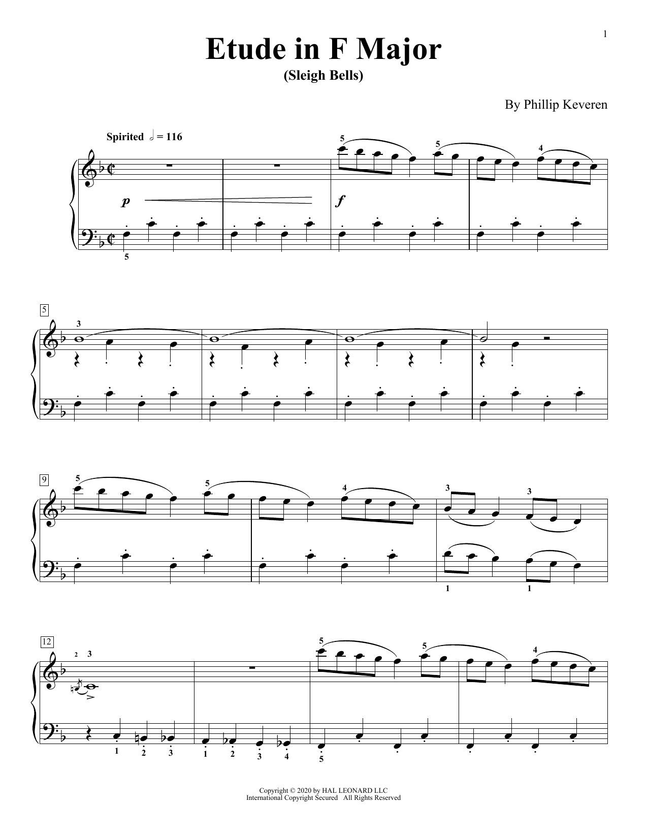 Product gallery: Page 1 of 1 Etude In F Major (Sleigh Bells), Phillip Keveren
