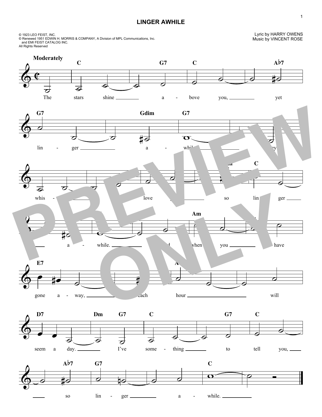 Product gallery: Page 1 of 1 Linger Awhile, Harry Owens