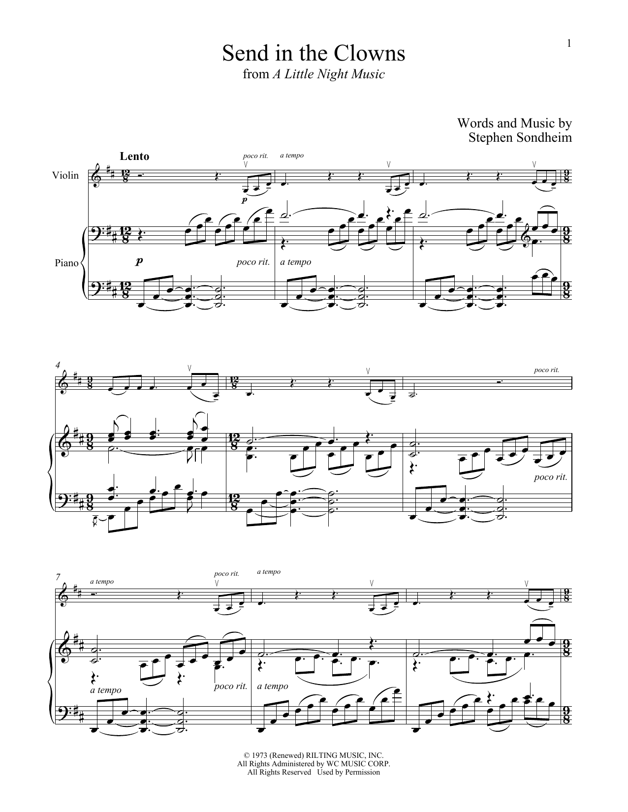 Product gallery: Page 1 of 1 Send In The Clowns (from A Little Night Music), Stephen Sondheim