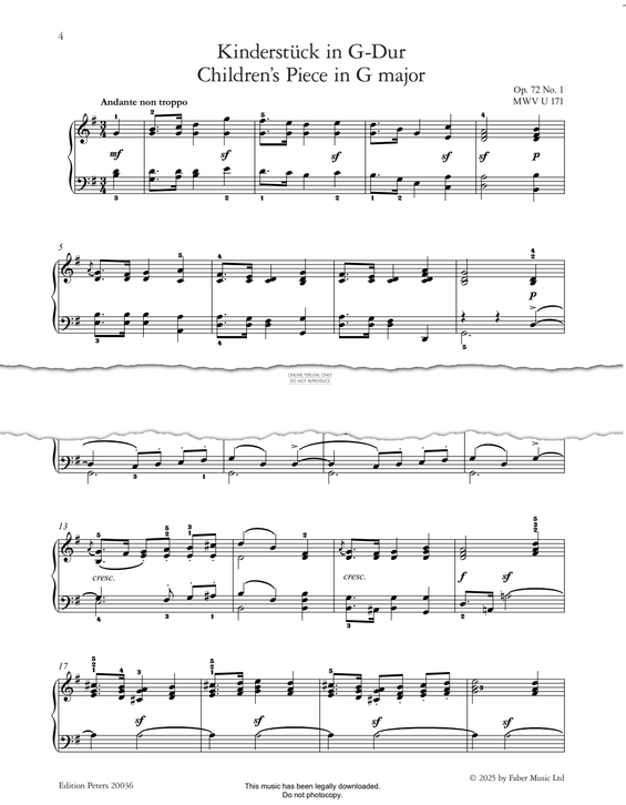 Produktgalerie: Seite 1 von 1 Kinderstücke in G Major Op.72, No.1, Felix Mendelssohn, Klavier
