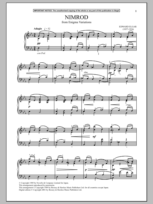 Product gallery: Page 1 of 1 Variations On An Original Theme For Orchestra (Enigma Variations), Op. 36 (Nimrod), Edward Elgar