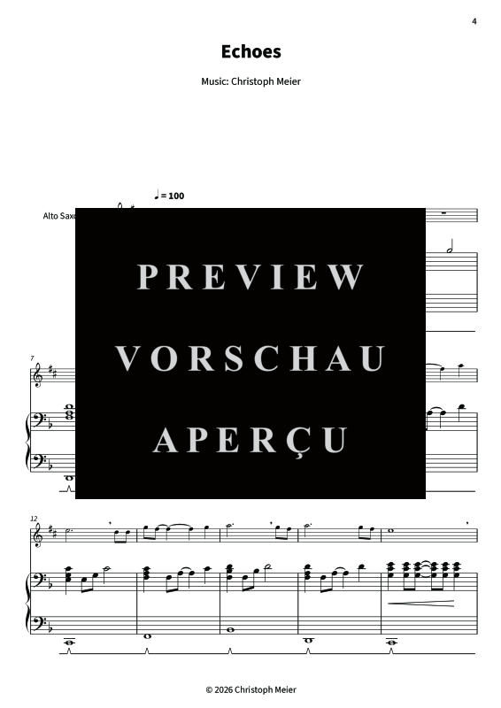 Produktgalerie: Seite 6 von 11 Echoes - Gentle Melodies for Weddings, Church, and Other Occasions, , Altsaxophon und Klavier