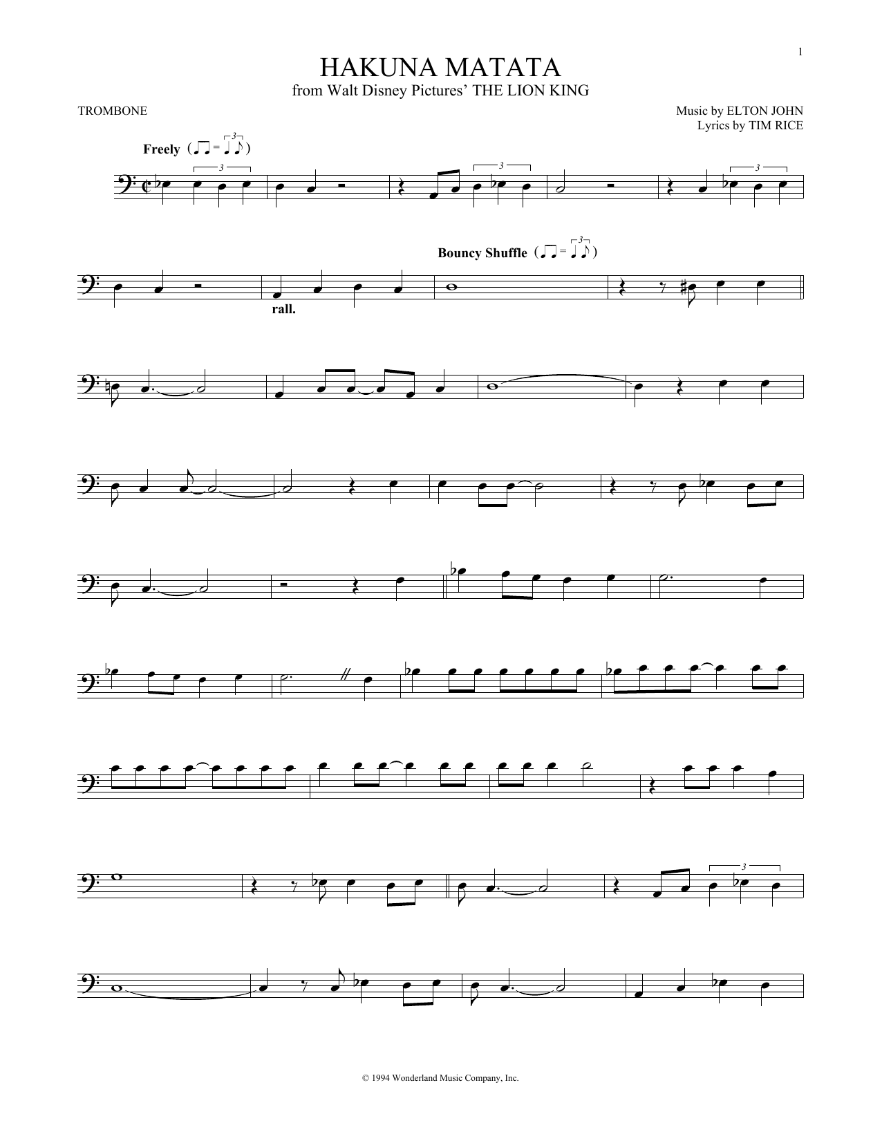 Product gallery: Page 1 of 1 Hakuna Matata (from The Lion King), Elton John