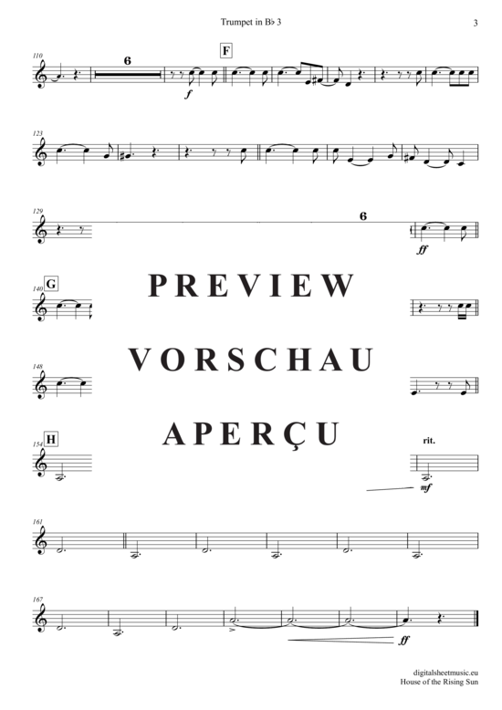 Produktgalerie: Seite 19 von 21 The House Of The Rising Sun , Animals, The, (Trompeten Trio + Klavier)