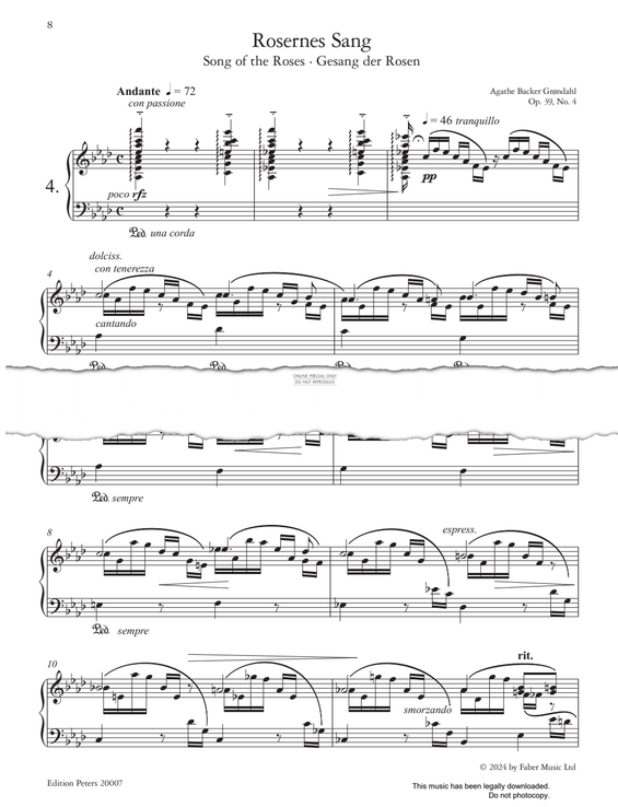 Produktgalerie: Seite 1 von 1 Rosernes Sang (Song Of The Roses) Op.39, No.4, Agathe Backer Grøndahl, Klavier