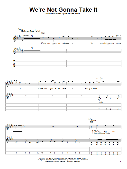 Produktgalerie: Seite 1 von 1 We're Not Gonna Take It, Twisted Sister, Gitarre