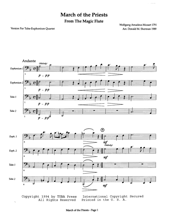 Product picture to: March of the Priests Wolfgang Amadeus Mozart
