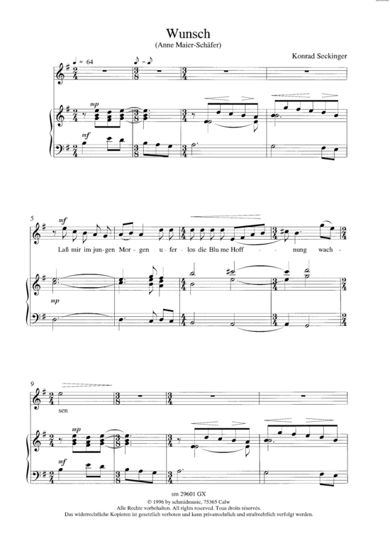 Product picture to: Drei Lieder der Hoffnung Konrad Seckinger