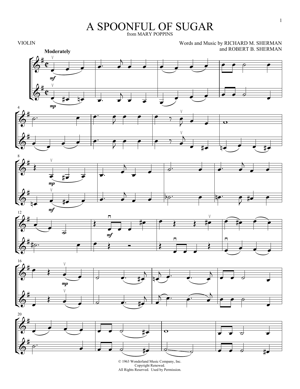 Product gallery: Page 1 of 1 A Spoonful Of Sugar (from Mary Poppins), Sherman Brothers