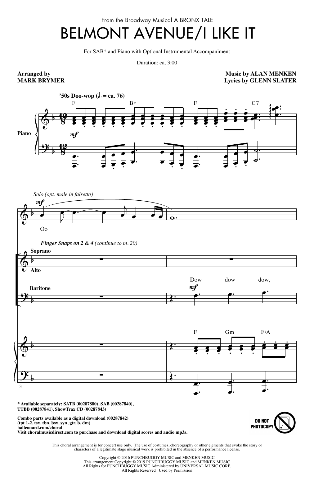 Produktbild zu: Belmont Avenue/I Like It (from A Bronx Tale) (arr. Mark Brymer)