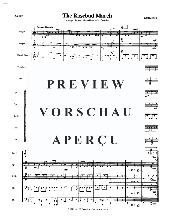 Produktgalerie: Seite 3 von 11 The Rosebud March, , Blechbläser Quintett