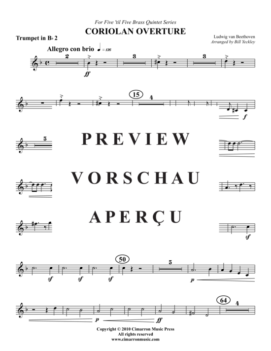 Produktgalerie: Seite 19 von 21 Coriolan Overture , , (Blechbläserquintett)
