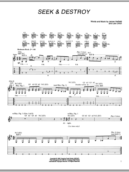 Produktgalerie: Seite 1 von 1 Seek & Destroy, Metallica, Gitarre