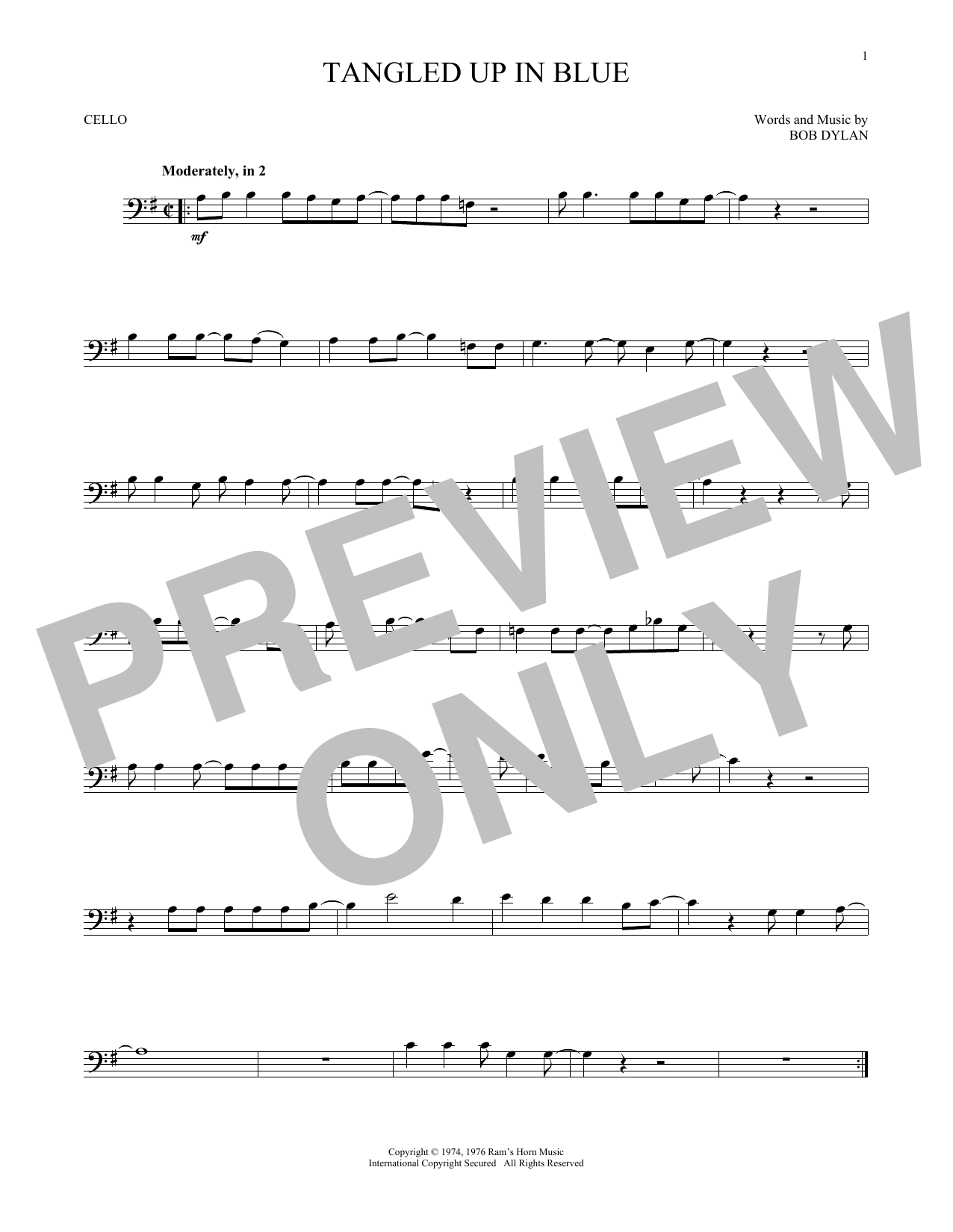 Produktgalerie: Seite 1 von 1 Tangled Up In Blue, Bob Dylan, Violoncello