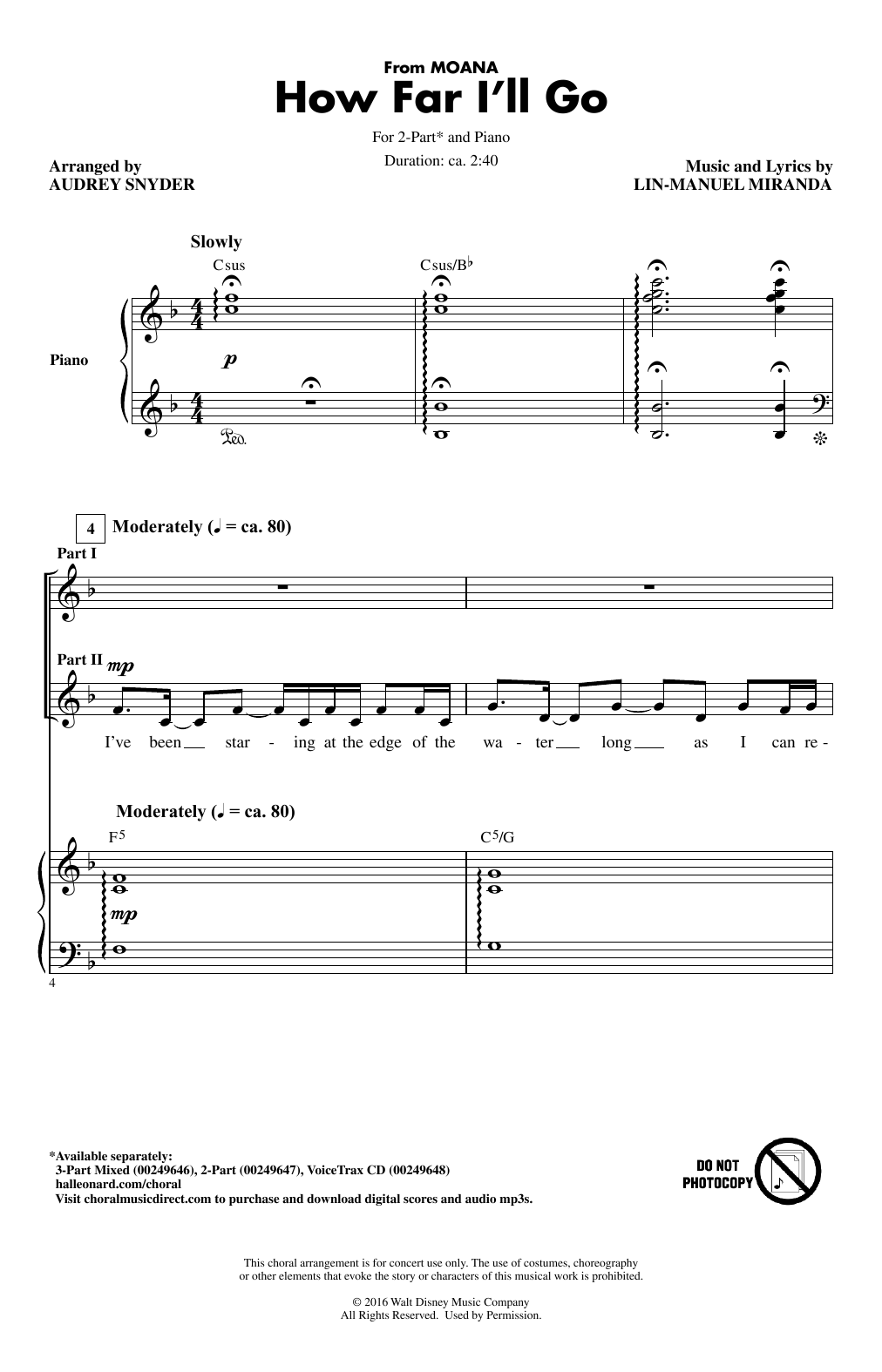 Product gallery: Page 1 of 1 How Far I'll Go (from Moana) (arr. Audrey Snyder), Lin-Manuel Miranda