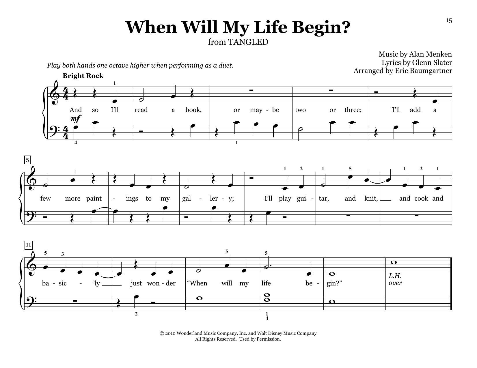 Product picture to: When Will My Life Begin? (from Tangled) (arr. Eric Baumgartner)