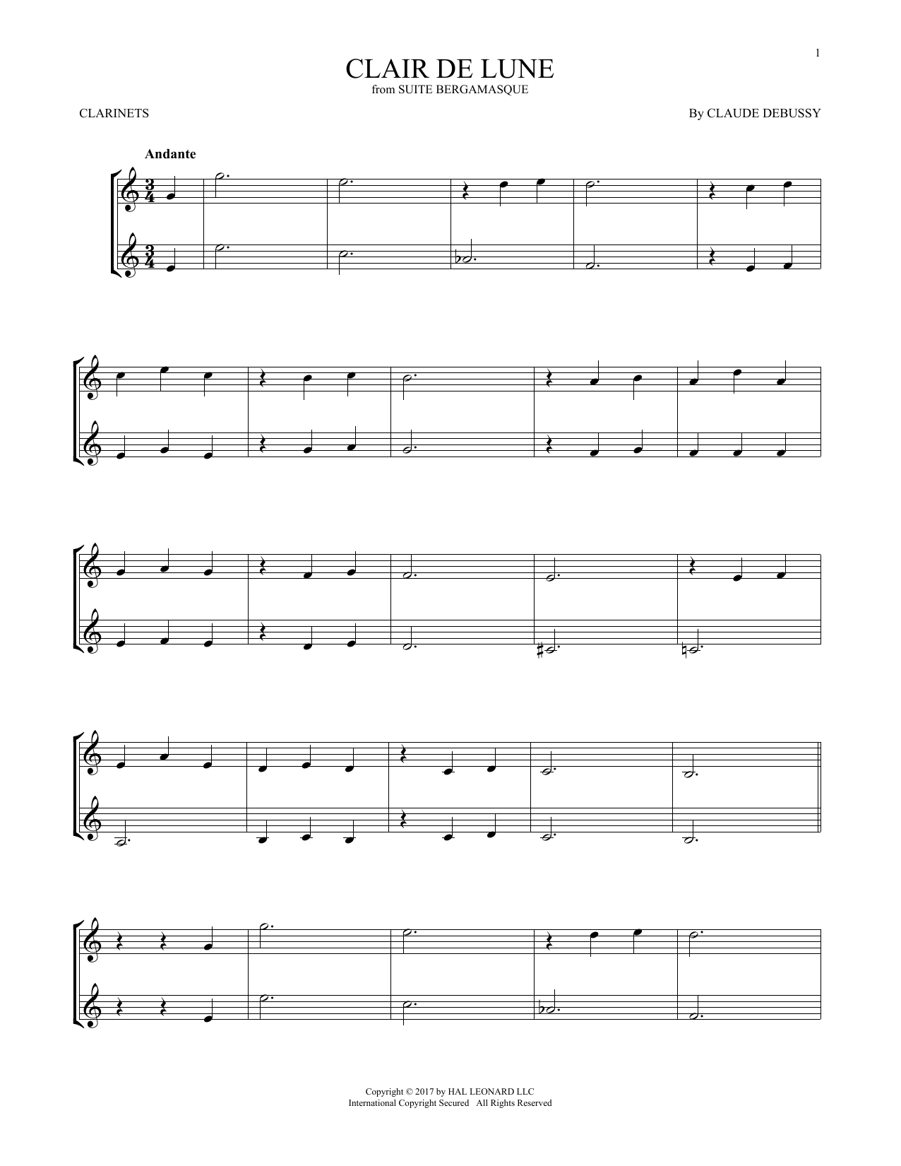Product gallery: Page 1 of 1 Clair De Lune, Claude Debussy