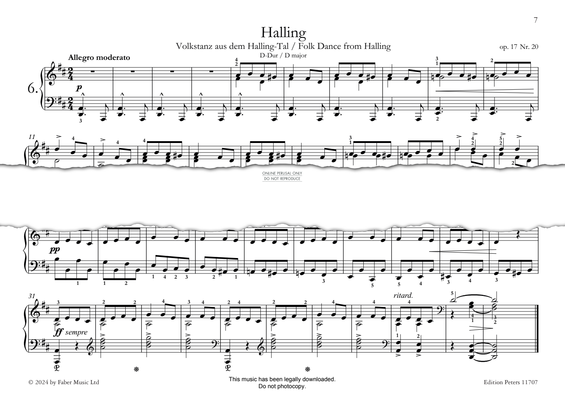 Produktgalerie: Seite 1 von 1 Halling in D Major Op. 17, Nr. 20, Edvard Grieg, Klavier