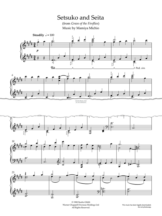 Produktgalerie: Seite 1 von 1 Setsuko and Seita (from 'Grave Of The Fireflies'), Mamiya Michio, Klavier