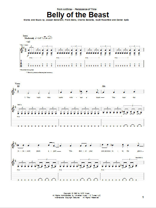 Produktgalerie: Seite 1 von 1 Belly Of The Beast, Anthrax, Gitarre