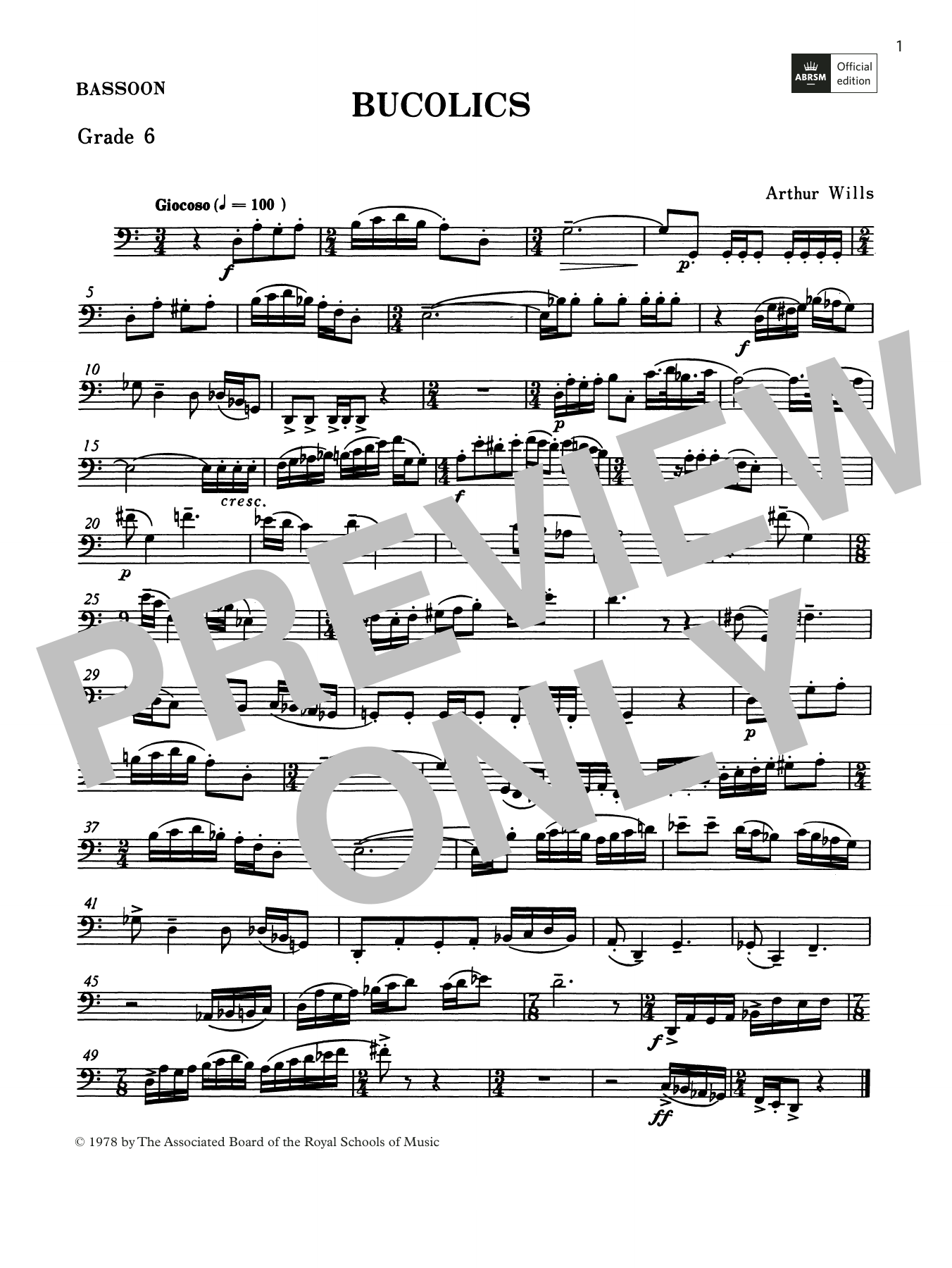 Product picture to: Bucolics (Grade 6 List C10 from the ABRSM Bassoon syllabus from 2022)