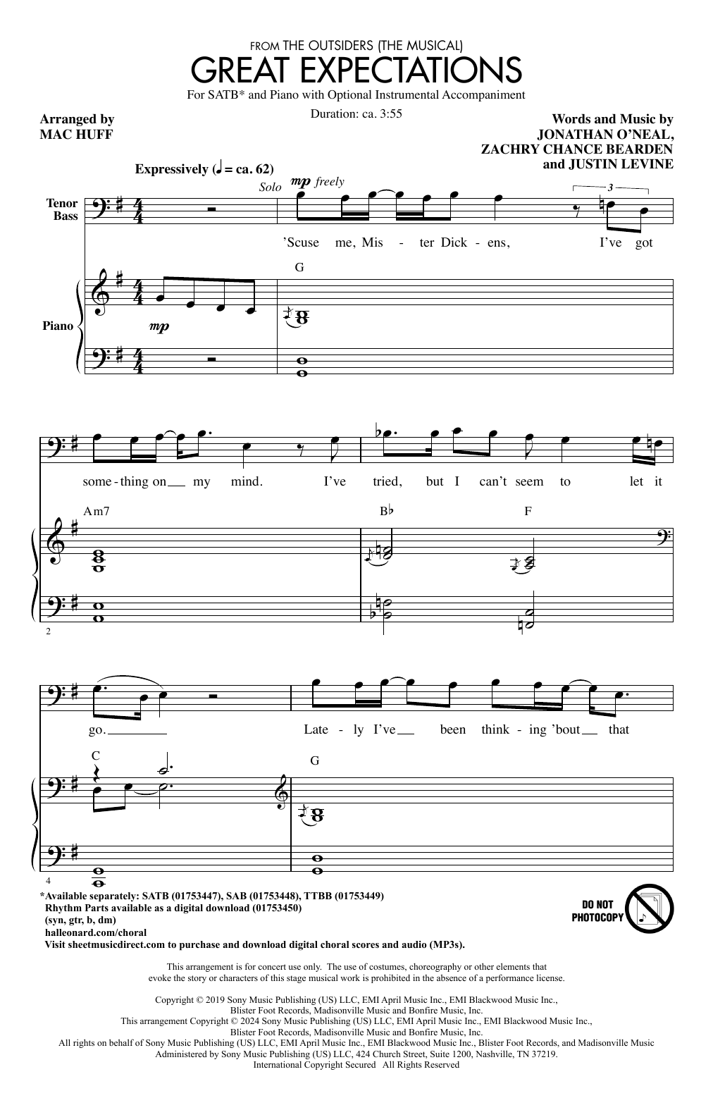 Produktgalerie: Seite 1 von 1 Great Expectations (from The Outsiders) (arr. Mac Huff), Jonathan Clay, Zach Chance & Justin Levine, Chor