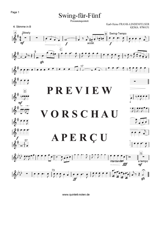 Product gallery: Page 11 of 14 Swing für Fünf , , (Trombone/Tenor Horn Quintet)