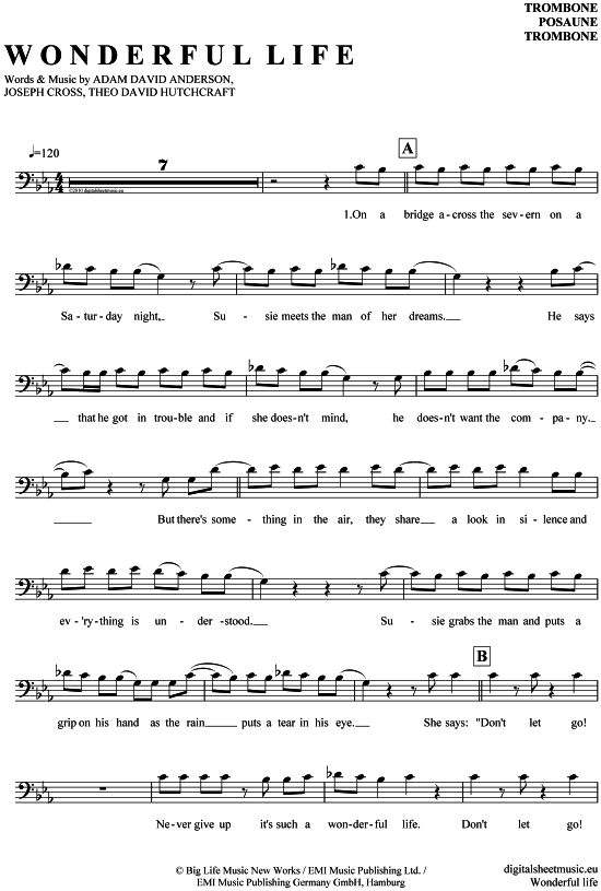 Product gallery: Page 1 of 4 Wonderful life , Hurts, (Posaune / Bariton)