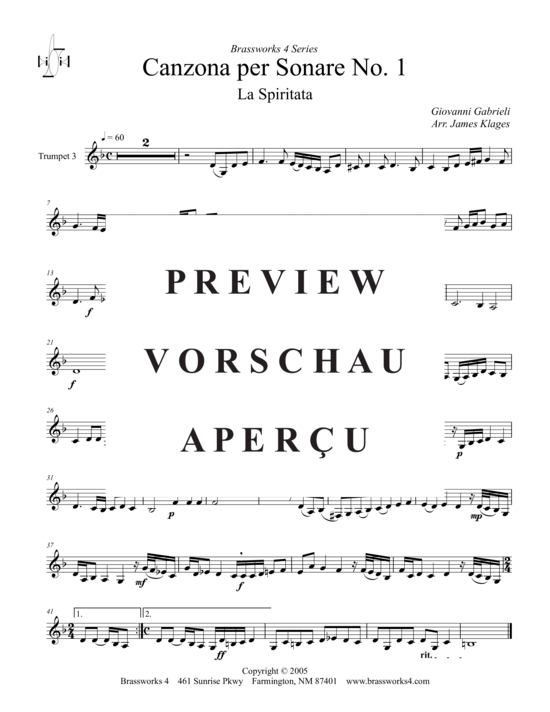 Produktgalerie: Seite 6 von 7 Canzona per Sonare Nr. 1 - La Spiritata , , (4x Trompeten)