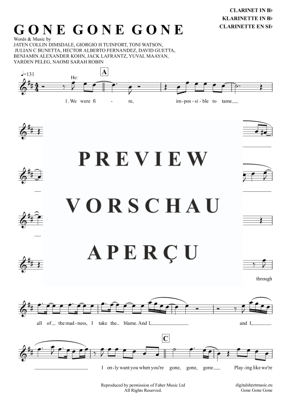 Produktgalerie: Seite 2 von 5 Gone Gone Gone, Guetta, David Swims, Teddy Tones And I, Klarinette in B