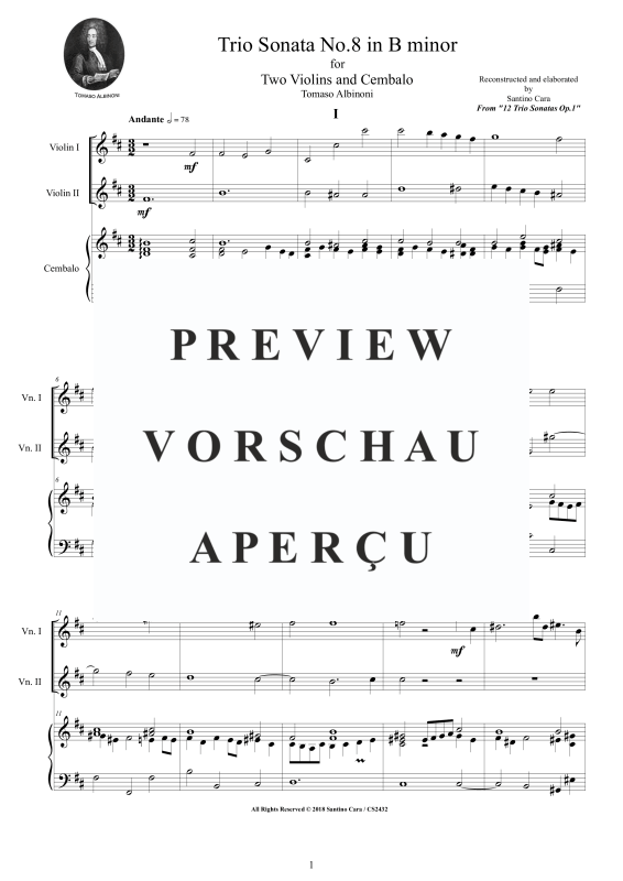 Produktgalerie: Seite 2 von 11 Trio Sonata No.8 in H-Moll Op.1, , 2 Violinen und Cembalo