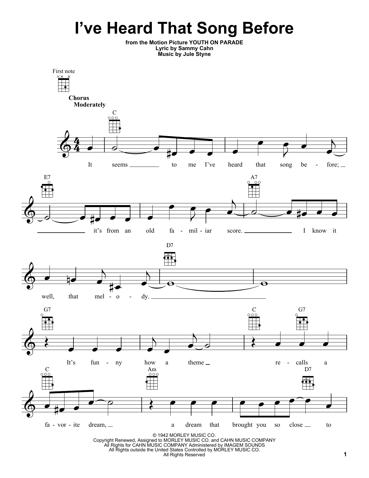 Product gallery: Page 1 of 1 I've Heard That Song Before, Jule Styne