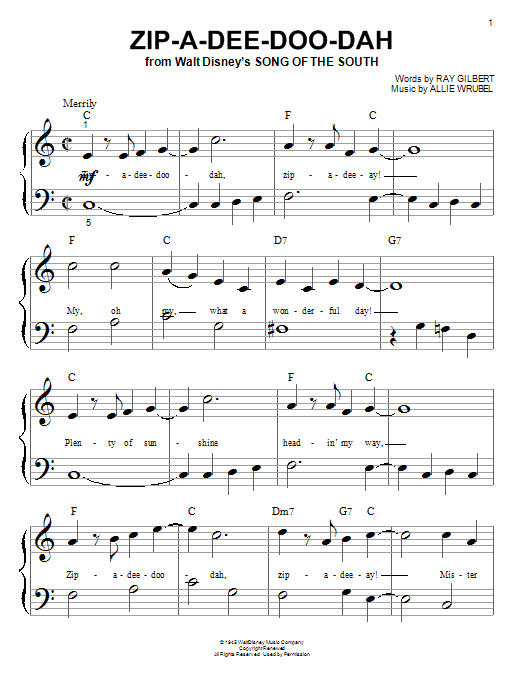 Product picture to: Zip-A-Dee-Doo-Dah (from Song Of The South)