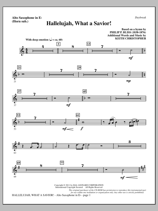 Produktbild zu: Hallelujah, What A Savior! - Alto Sax (sub. Horn)