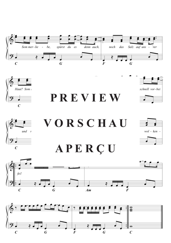 Produktgalerie: Seite 6 von 6 Sommerliebe , Wolkenfrei, Klavier und Gesang