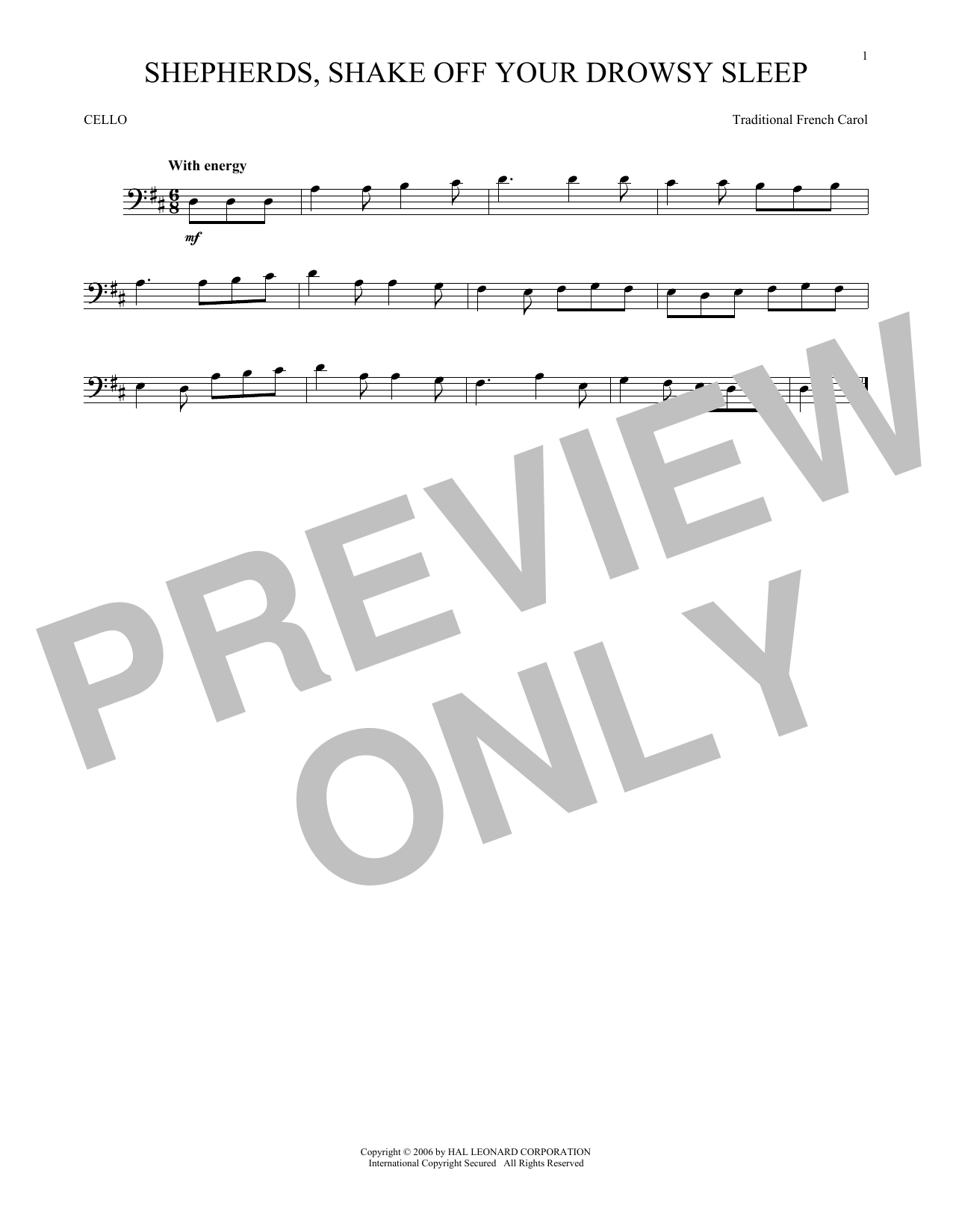 Produktgalerie: Seite 1 von 1 Shepherds, Shake Off Your Drowsy Sleep, Traditional French Carol, Violoncello