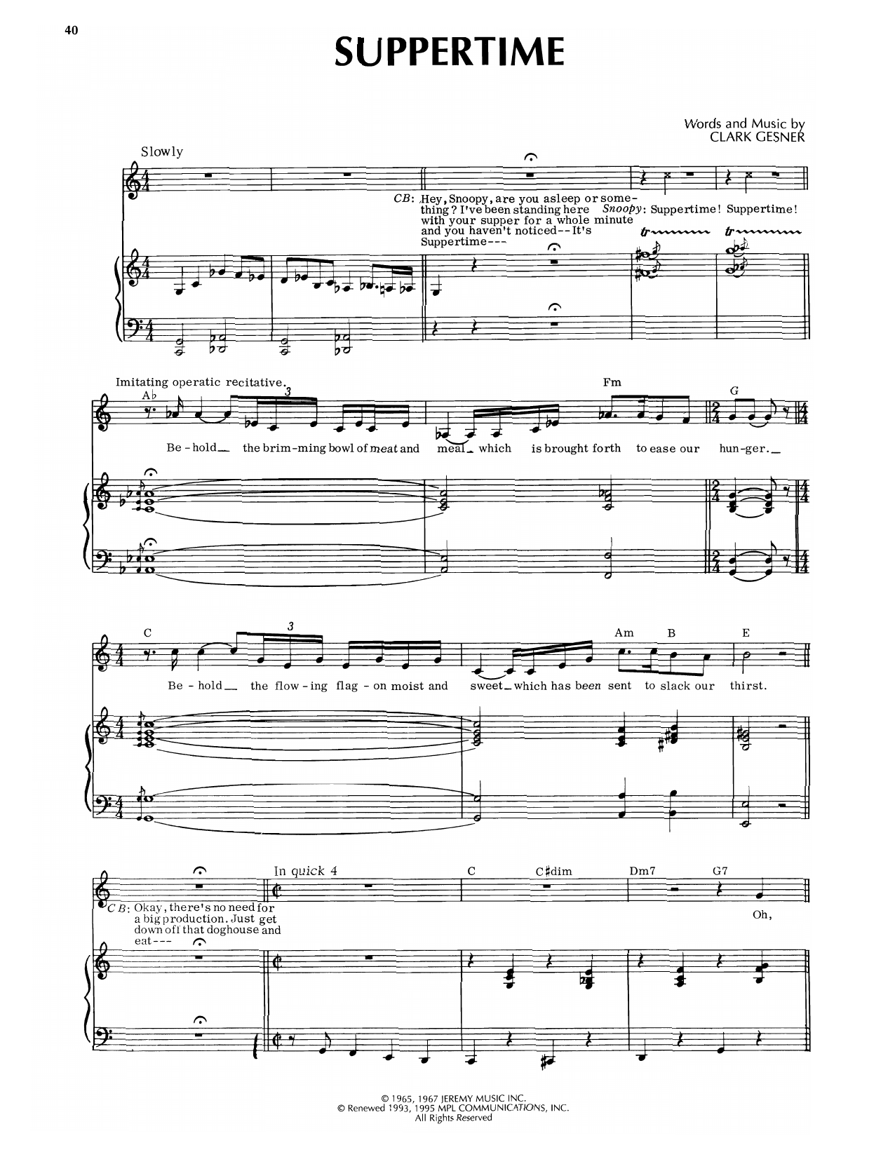 Produktgalerie: Seite 1 von 1 Suppertime (from You're A Good Man, Charlie Brown), Clark Gesner, Gesang, Gitarre, Klavier