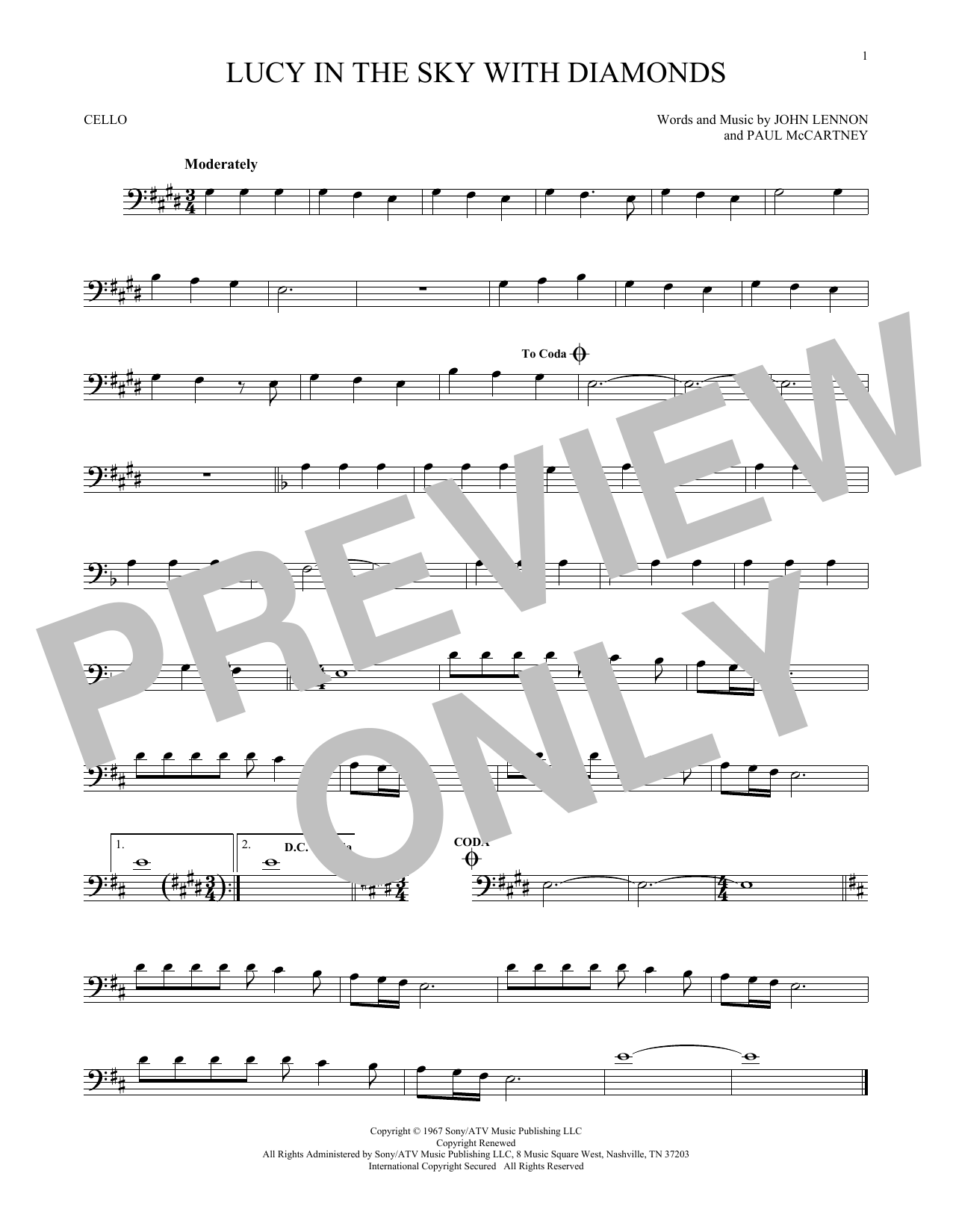 Produktgalerie: Seite 1 von 1 Lucy In The Sky With Diamonds, The Beatles, Violoncello