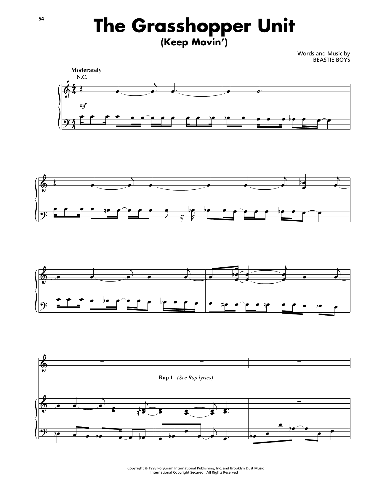 Produktgalerie: Seite 1 von 1 The Grasshopper Unit (Keep Movin'), Beastie Boys, Gesang, Gitarre, Klavier